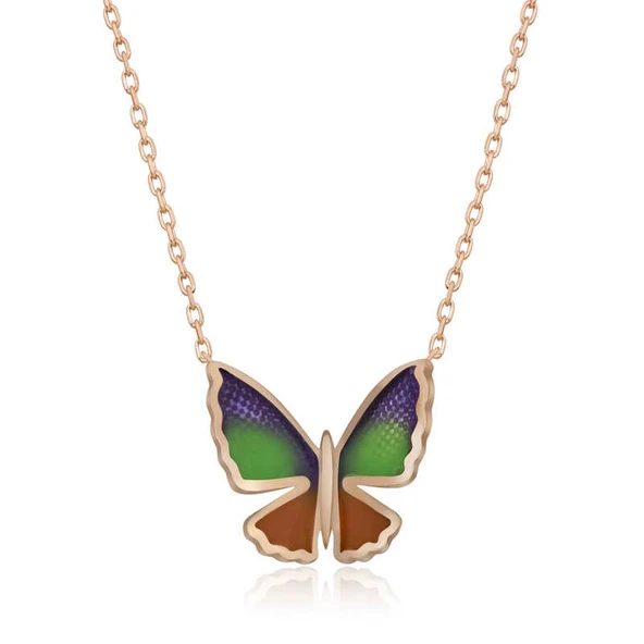 925 Ayar Gümüş Minimal Kelebek Bayan Gümüş Kolye T5958 (770770) ürün görseli 1