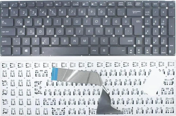 Asus K550 ile Uyumlu Notebook Klavyesi - Siyah - TR ürün görseli 1