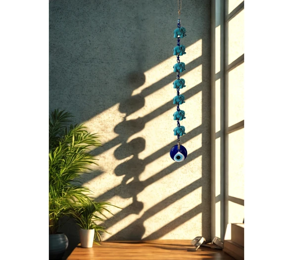 NEVCE STORE 7’li Fil Figürlü Nazar Boncuklu Duvar Süsü Şans ve Bereket Sembolü Dekoratif Aksesuar - Resim 6