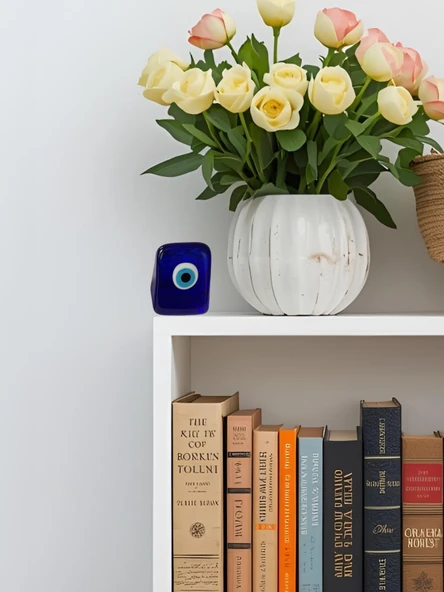 NEVCE STORE Modern Kare Nazar Boncuğu Seti 2'li Ev & Ofis Dekoru Pozitif Enerji ve Şık Objeler - Resim 8