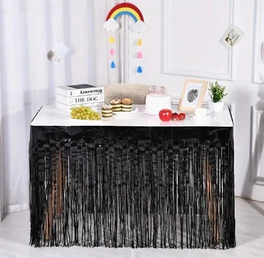 Siyah Masa Örtüsü, Siyah Masa Eteği, 2 Adet Siyah Arka Fon - Resim 3