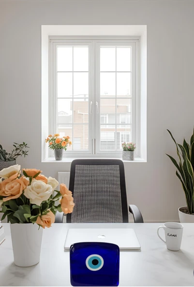 NEVCE STORE Modern Kare Nazar Boncuğu Ev & Ofis Dekoru Pozitif Enerji ve Şık Objeler Hediye - Resim 3