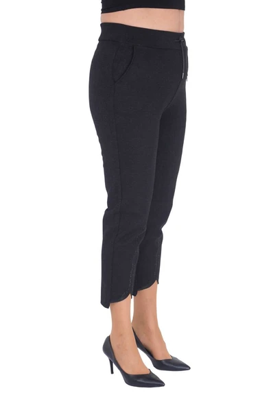 Büyük Beden Lastikli Yüksek Bel Likralı Boru Paça Toparlayıcı Taşlı Kaşmir Kadın Kalın Kışlık Pantolon - Resim 7