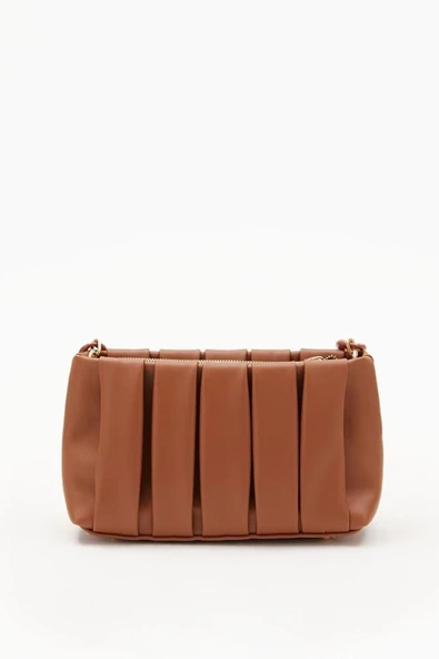 Taba Renkli Zincir Detaylı El Çantası 930127 - Resim 3