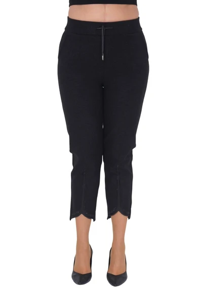 Büyük Beden Lastikli Yüksek Bel Likralı Boru Paça Toparlayıcı Taşlı Kaşmir Kadın Kalın Kışlık Pantolon - Resim 6