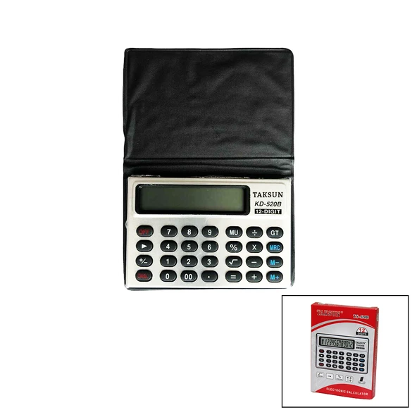 12 HANELİ MİNİ CEP - KILIFLI HESAP MAKİNESİ6.6X1.9X9.3CM TS-520B (5358) ürün görseli 1