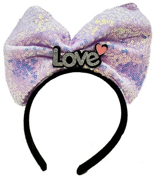 Led Işıklı 3 Farklı Fonksiyonda Yanan Gümüş Love Yazılı Lila Fiyonk Taç 20X17 cm (5358) - Resim 2