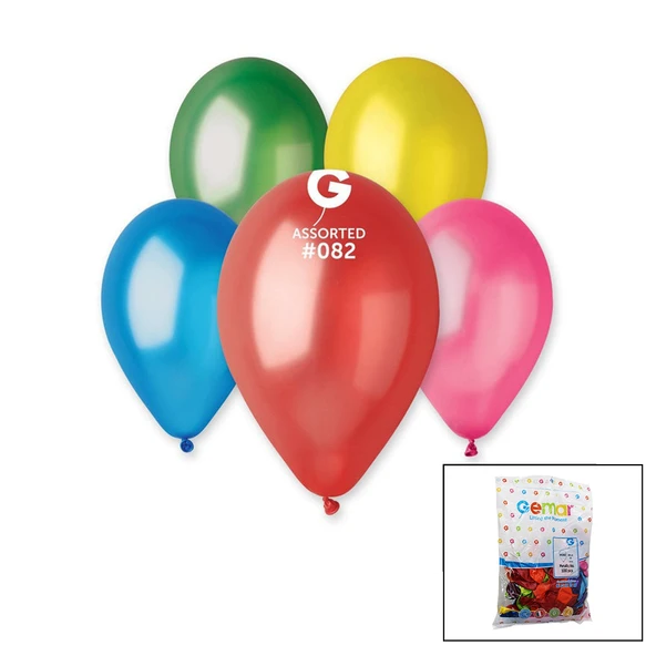 GM-110-82 METALİK - KARIŞIK BALON 11&apos;&apos; - 28CM - 100 PARÇA (5358) ürün görseli 1