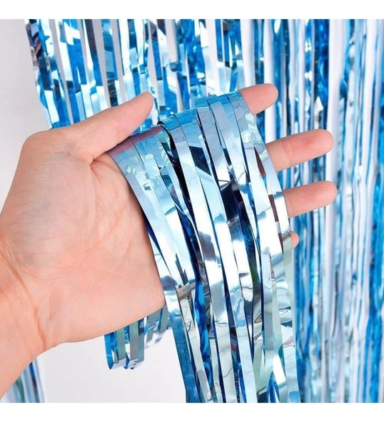 Mavi Masa Örtüsü, Lacivert Masa Eteği, 2 Adet Mavi Arka Fon - Resim 3