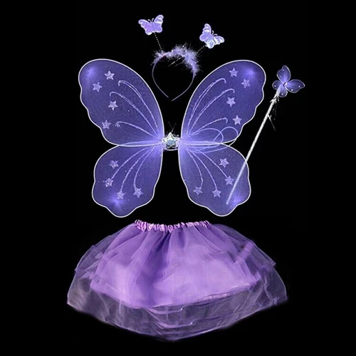 Lila Mor Kelebek Kostümü - Lila Mor Kelebek Kostüm Aksesuar Seti 4 Parça (5358) ürün görseli 1