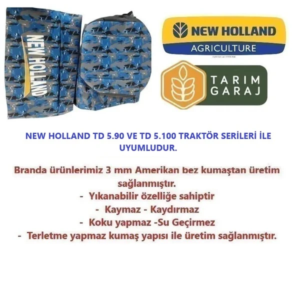 New Holland TD 5.90-TD 5.100 Tarla Tipi Traktör Kılıfı Branda - Resim 5