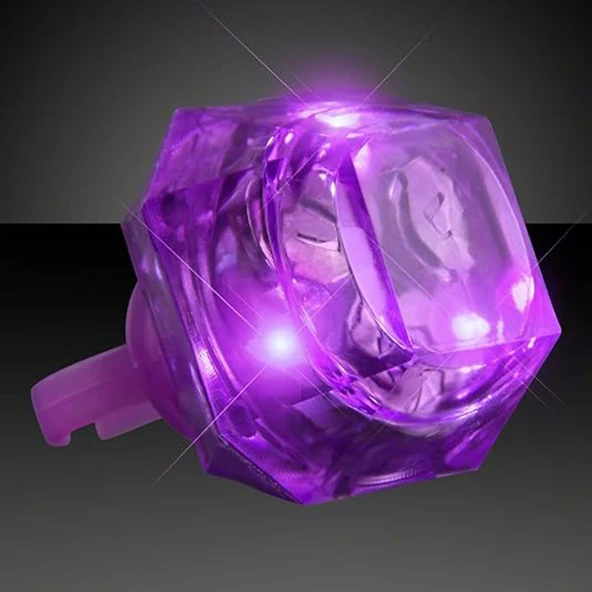 Kristal Tasarımlı Led Glow Işıklı 3 Modlu Mor Yüzük 3.5 x 5 cm (5358) ürün görseli