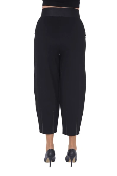 Büyük Beden Lastikli Yüksek Belli Likralı Geniş Kalıp Örme  Mom Kadın Pantolon - Resim 4