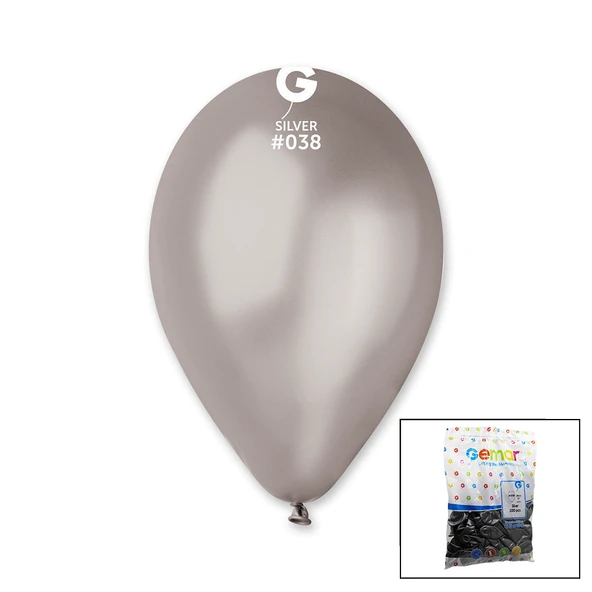 GM-110-38 METALİK - GÜMÜŞ BALON 11&apos;&apos; - 28CM - 100 PARÇA (5358) ürün görseli 1