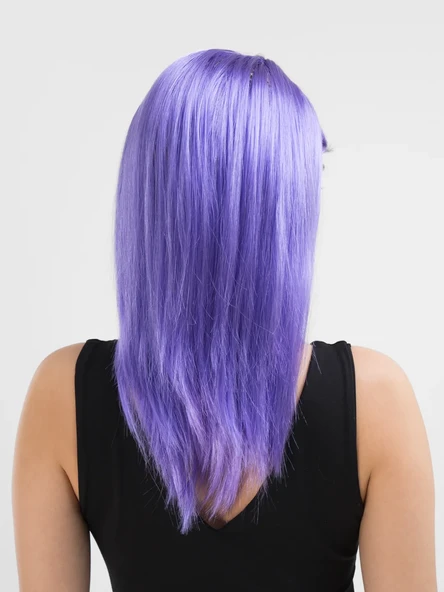 Mor Renk Uzun Düz Parti Peruğu (5358) - Resim 2