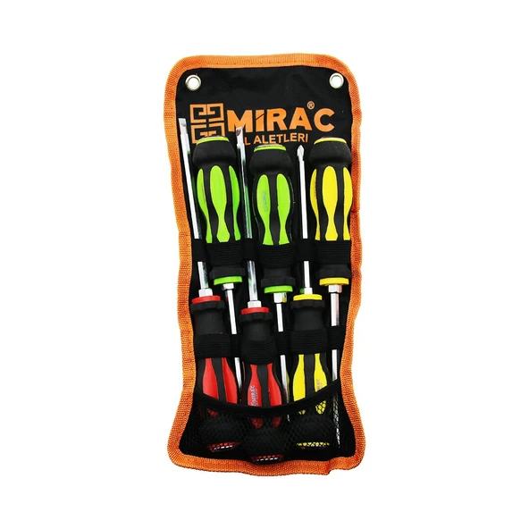 BEZ ÇANTALI   RENKLİ - KAUÇUK KAPLAMA SAPLI   DARBELİ   6LI SET   ÇİFT TARAFLI  TORNAVİDA TAKIMI (5358) ürün görseli 1