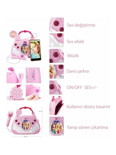 MP3 VE MİKROFONLU PARTİ MÜZİK EL ÇANTASI ürün görseli