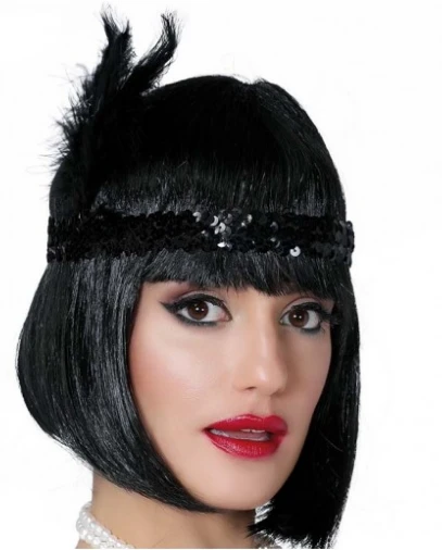 Siyah Renk Tüylü Çarliston Saç Bandı Kafa Bandı (5358) ürün görseli 1