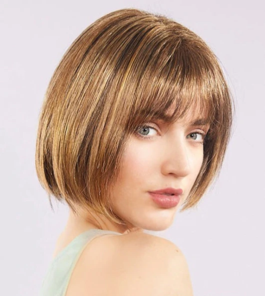 Açık Kahverengi Küt Parti Peruk Küt Saç (5358) - Resim 2