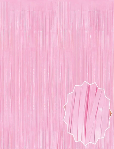 Soft Pembe Püsküllü Kapı Perdesi - Parti, Baby Shower, Cinsiyet Partisi 1x2 m (5358) ürün görseli 1