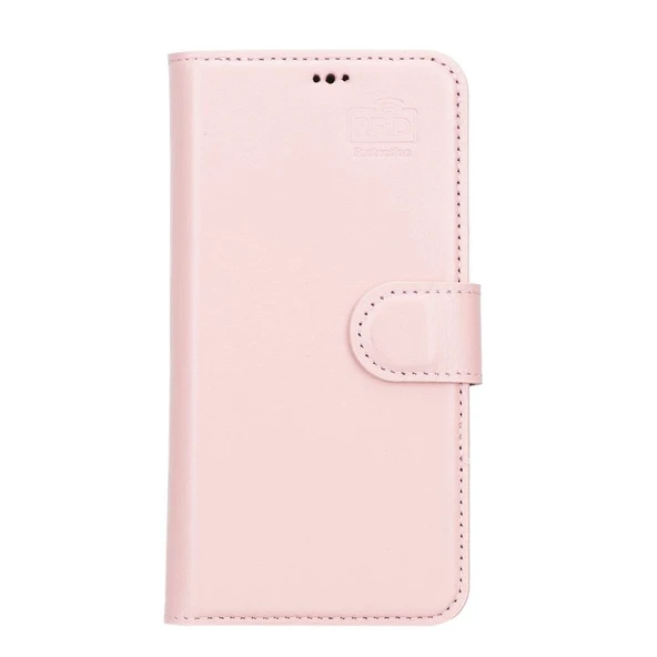 Apple iPhone 13 Uyumlu Deri Cüzdanlı Kılıf NU2 Pembe - Resim 4