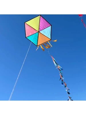 Gülen 73x73 Cm Kumaş Çerçeveli Altıgen Uçurtma Karma Renk Ghho-002 ürün görseli 1