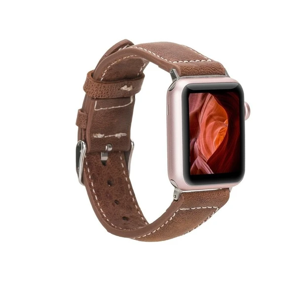 Apple Watch Uyumlu Deri Kordon 42-44-45mm NM1-AS2 Taba ürün görseli 1