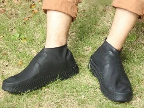 Silikon Ayakkabı Kılıfı Kaymaz Su Kir Geçirmez   L Beden Siyah - Resim 2