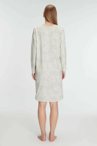 Bicomi Pamuklu Uzun Kollu Gecelik - Resim 2