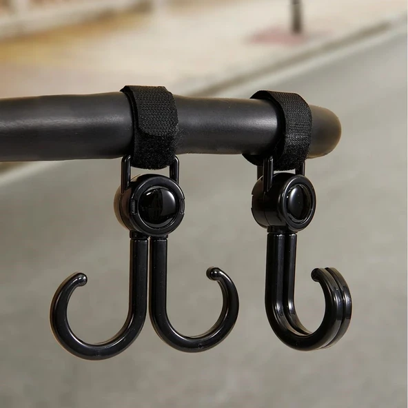 2 Kancalı 1 Adet Bebek Arabası, Motor, Bisiklet Eşya Taşıma Aparatı Plastik Kanca - Resim 3