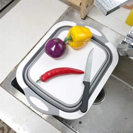 Katlanabilir Süzgeçli Kesme Tahtası ve Badya - Resim 3