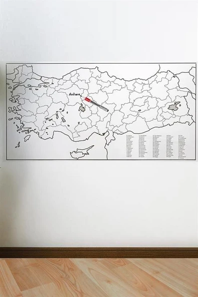 Yazılabilir Türkiye Haritası Manyetik Duvar Stickerı 110 x 56 cm - Resim 4