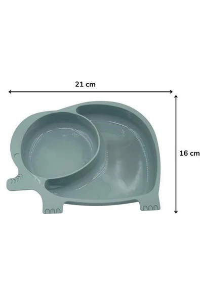 Bebek ve Çocuk için Sevimli Fil Model Desenli Yemek Bebek Mama Kabı Bölmeli Tabak - Resim 4