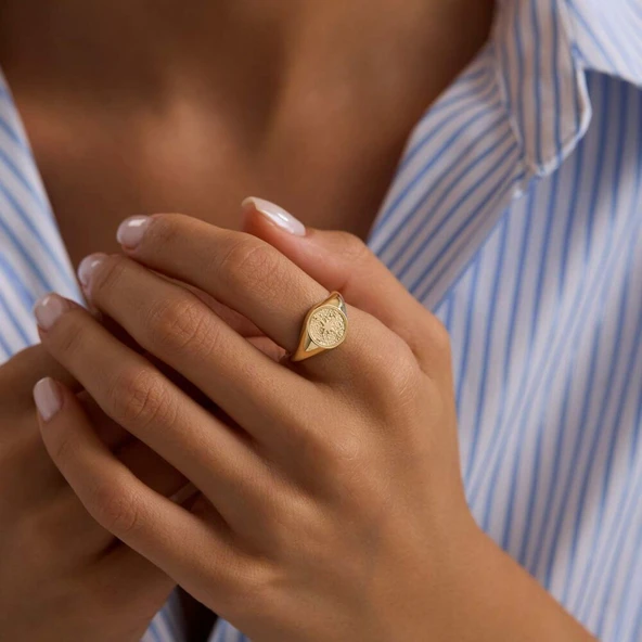 Şövalye Altın Yüzük Pusula - Resim 3