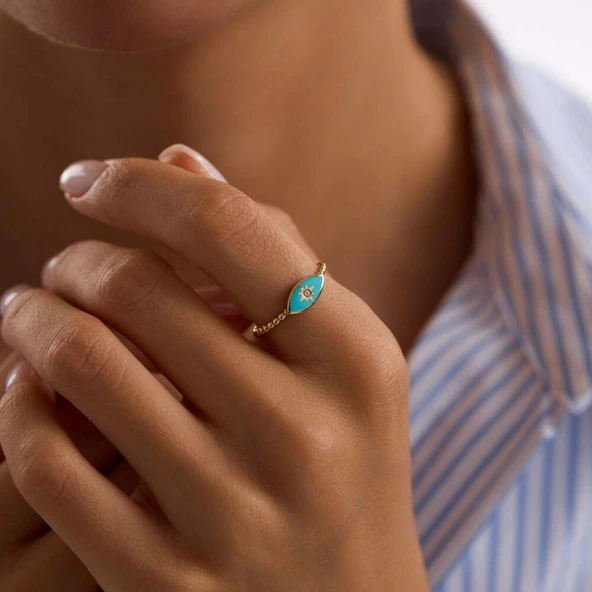 Mineli Altın Göz Yüzük - Resim 3