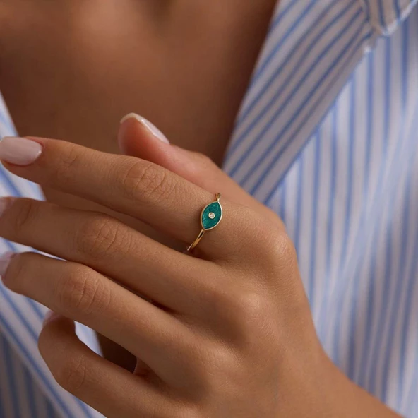 Vintage Sedefli Eye Altın Yüzük ürün görseli