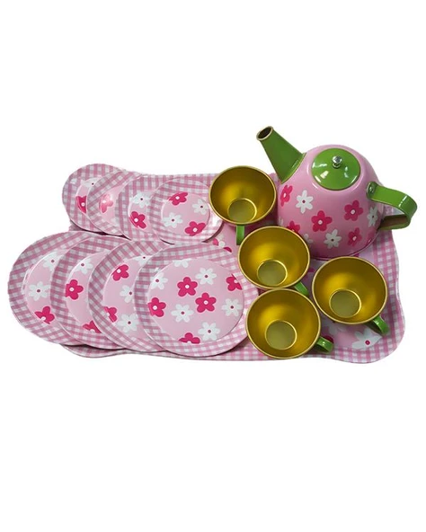 Şimşek Toys Metal Çay Seti Pembe Çiçek Desen 620 C6 - Resim 3