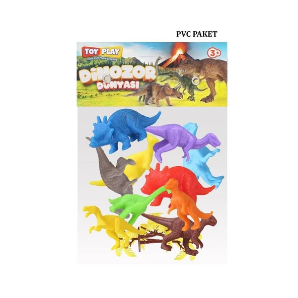 683 Toy Play 12 Parça Renkli Mini Dinozor Figür Seti 4-6 cm ürün görseli 1