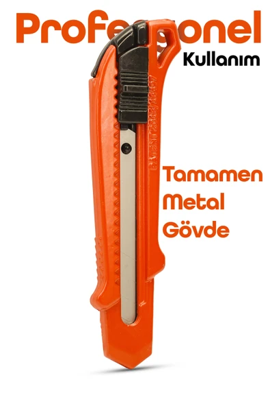 Profesyonel 18mm Metal Maket Bıçağı + 10 Adet Yedek Bıçak Seti Geniş Ağız - Resim 4