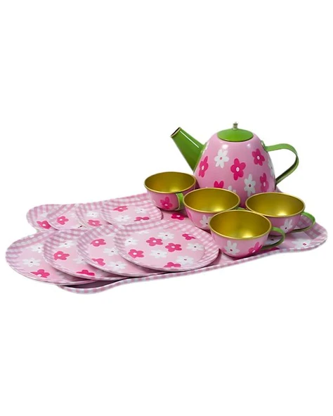 Şimşek Toys Metal Çay Seti Pembe Çiçek Desen 620 C6 - Resim 2