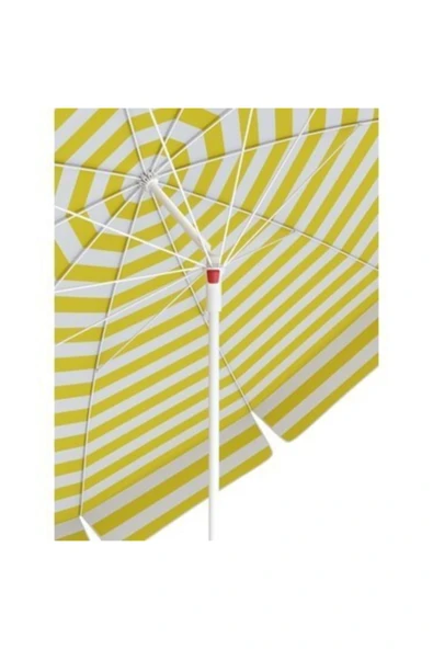 Plaj Balkon Bahçe Şemsiyesi 200 Cm 10 Telli, Sarı Beyaz ve Bidon Hediyeli - Resim 2