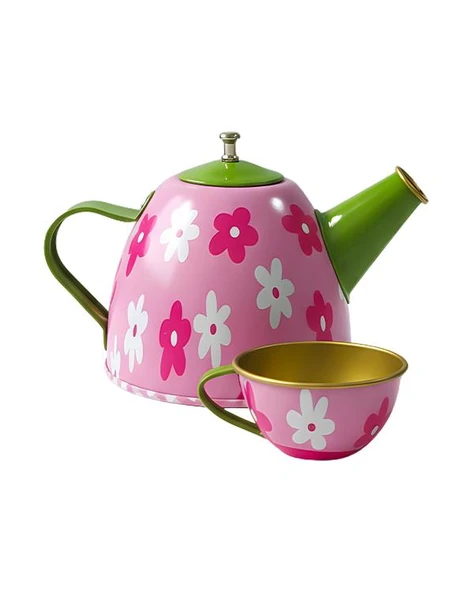 Şimşek Toys Metal Çay Seti Pembe Çiçek Desen 620 C6 - Resim 4