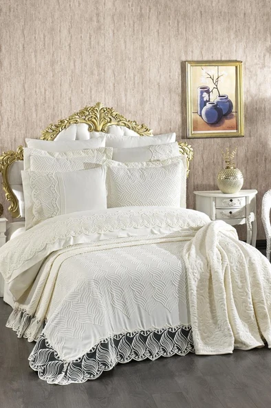 Çeyiz Diyarı Anka 10 Parça Battaniyeli Çeyiz Seti Krem ürün görseli