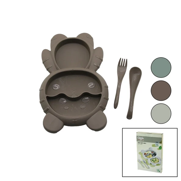 AYICIK MODEL=3 BÖLMELİ BEBEK BESLENME SETİ 3PCS=MAMA KABI-KAŞIK-ÇATAL 500ML RENKLİ PLST (5365) ürün görseli