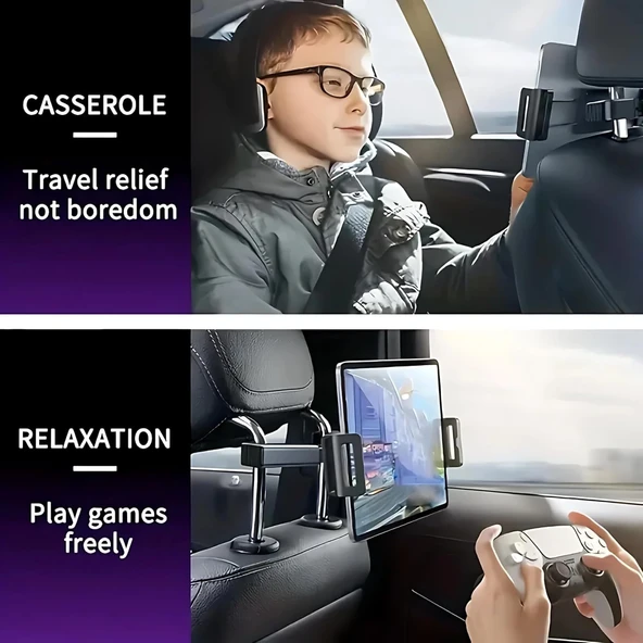 Araç Koltuk Arkası Tablet Tutucu, Telefon Tutucu, Tablet/telefon Tutucu, 360° İpad Pro 12.9 Mini Air, Galaxy Tab A A7 S7, Switch, Surface, 4,7-12,9 İnch İle Uyumlu - Resim 8