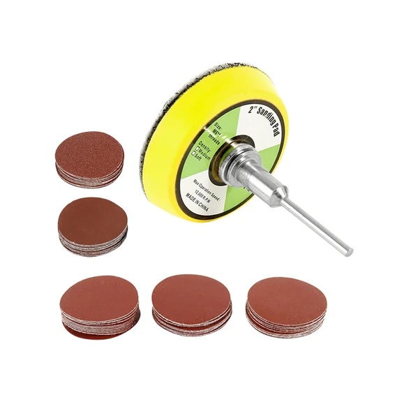 Pimli Mini 53'lü Cırt Zımpara Seti 50 mm Taban Matkap Uyumlu 80 120 320 600 800 Kum Karışık Grit ürün görseli