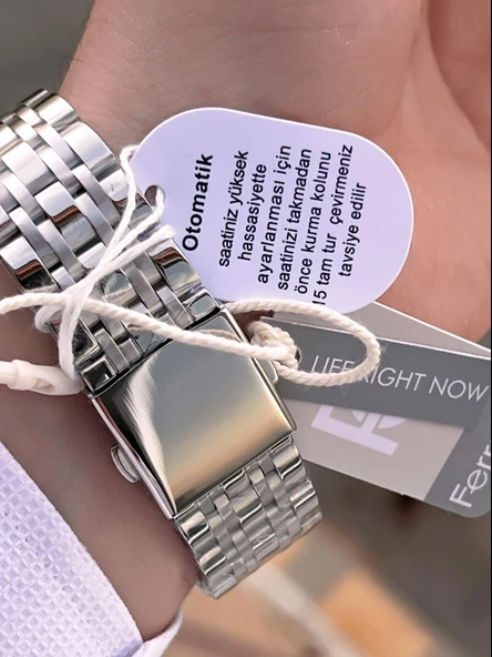 Ferrucci Otomatik Ve Kurmalı Güneş Ve Mehtap Kadranlı Çelik Kordonlu Erkek Kol Saati BFC.03606.1 - Resim 6