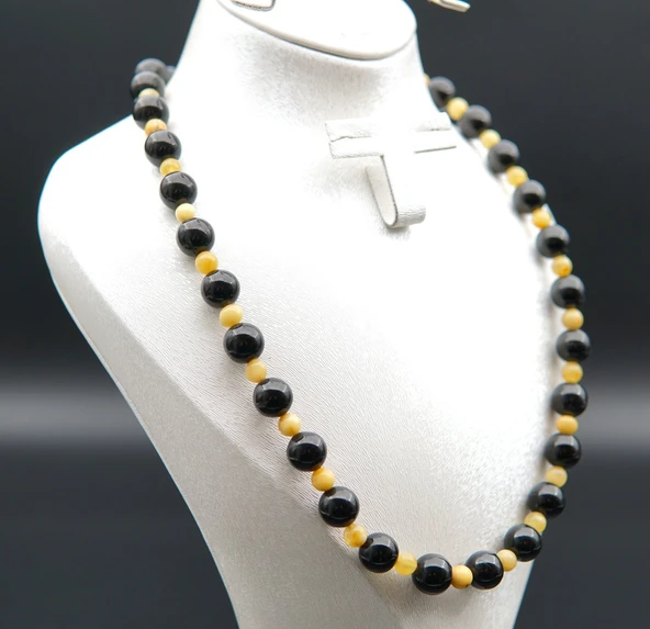 Oltu Taşı ve Kehribar Kadın Kolye sk000137 ürün görseli 1