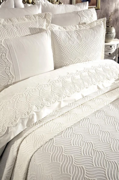 Çeyiz Diyarı Anka 10 Parça Battaniyeli Çeyiz Seti Krem - Resim 5