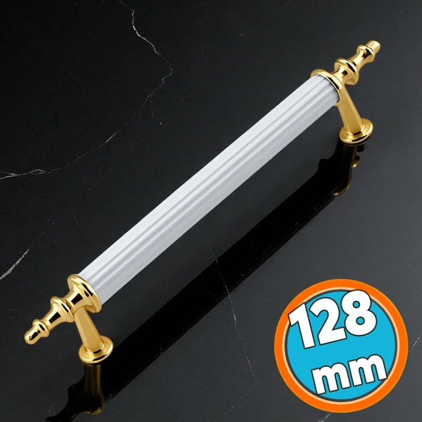 Metal Kulp Mobilya Çekmece Dolap Kapak Kulpu Dayanıklı Kulbu Kulpları 128 mm Gold Altın Beyaz ürün görseli